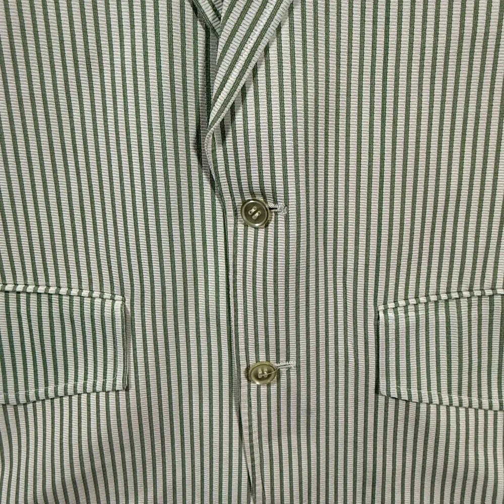 Palm Beach Vintage Mens 42R Blazer Green White Striped Sport Coat